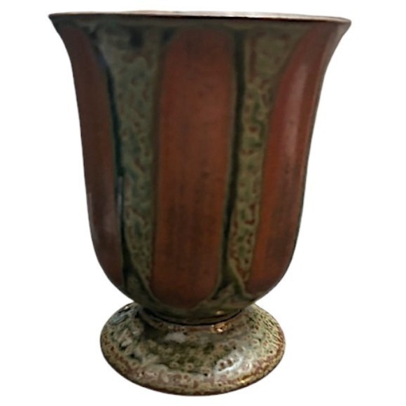 Vintage 70s Hand-Thrown Stoneware Mug 4.25" Pedestal Mug Drip Rustic Boho Cup - Picture 7 of 10